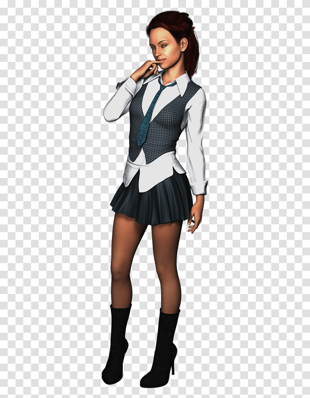 Woman In School Uniform, Person, Skirt, Female Transparent Png