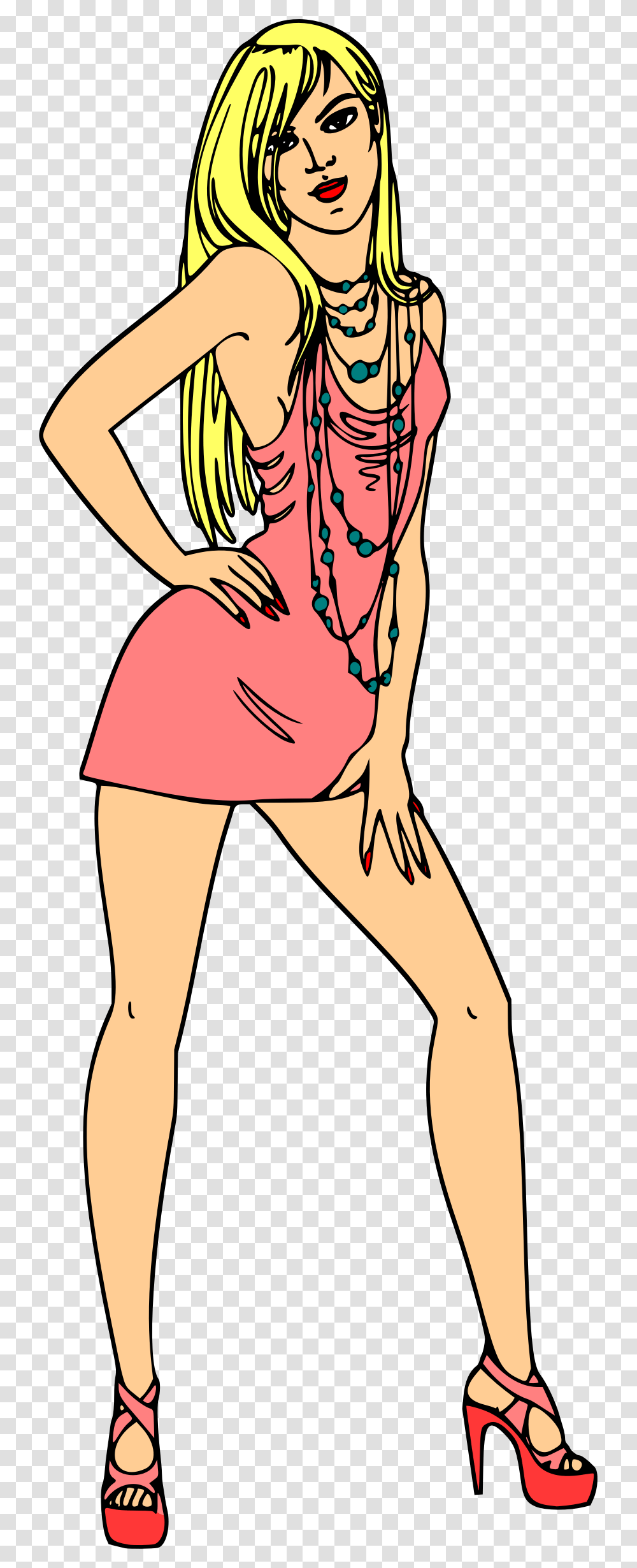 Woman In Short Pink Dress Clip Arts Blond, Female, Person, Girl Transparent Png