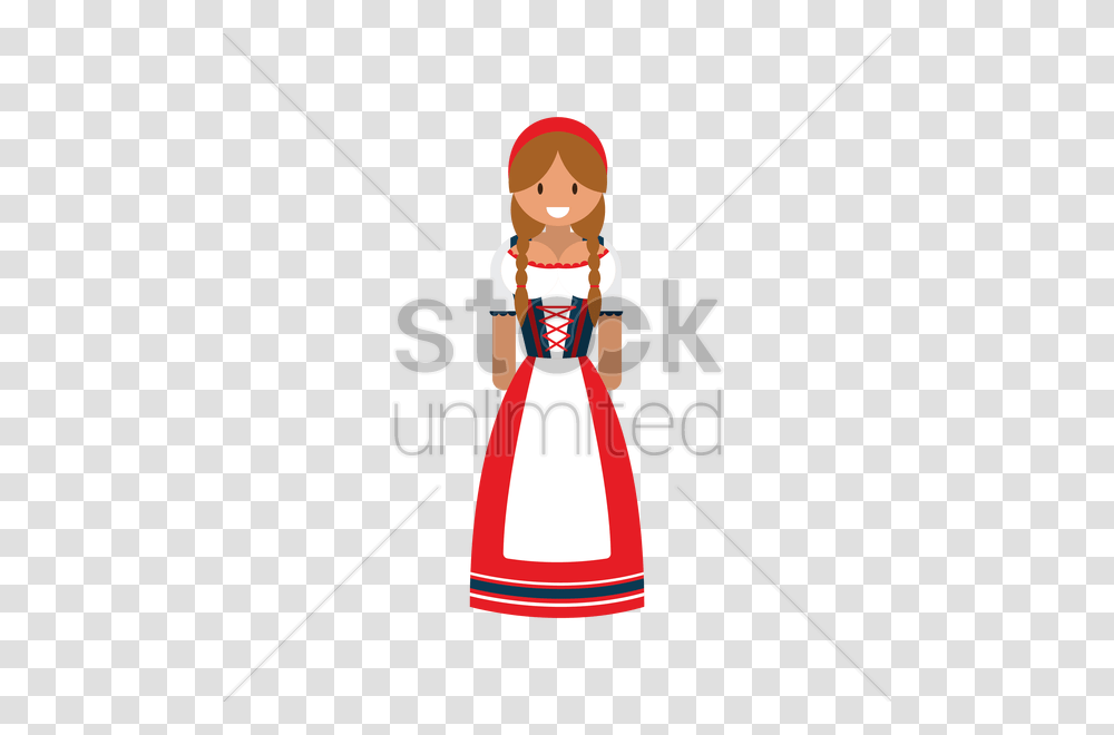 Woman In Traditional Switzerland Attire Vector Image, Costume, Cape, Elf Transparent Png