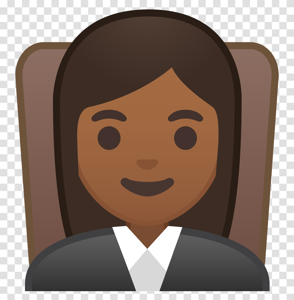 Woman Judge Medium Dark Skin Tone Icon Cartoon Woman Brown Skin, Face, Head, Portrait, Photography Transparent Png