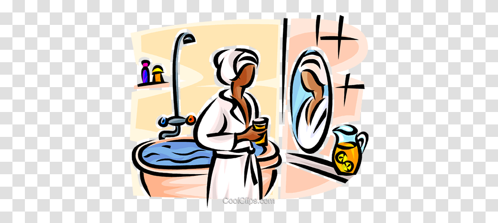 Woman Just Out Of The Shower Royalty Free Vector Clip Art, Washing, Drawing, Water Transparent Png