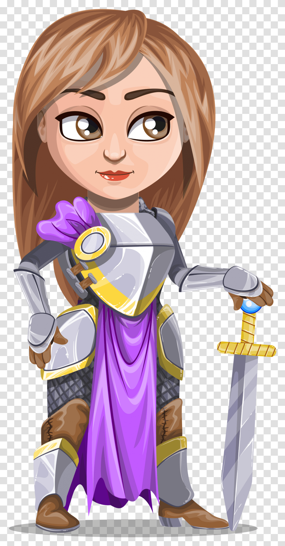 Woman Knight Warrior In Armor Holding A Sword Woman Warrior Clipart, Person, Human, Comics, Book Transparent Png