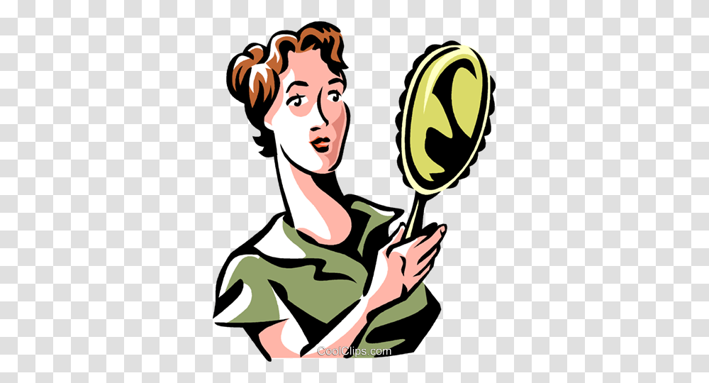 Woman Looking In A Mirror Royalty Free Vector Clip Art, Person, Human, Food Transparent Png