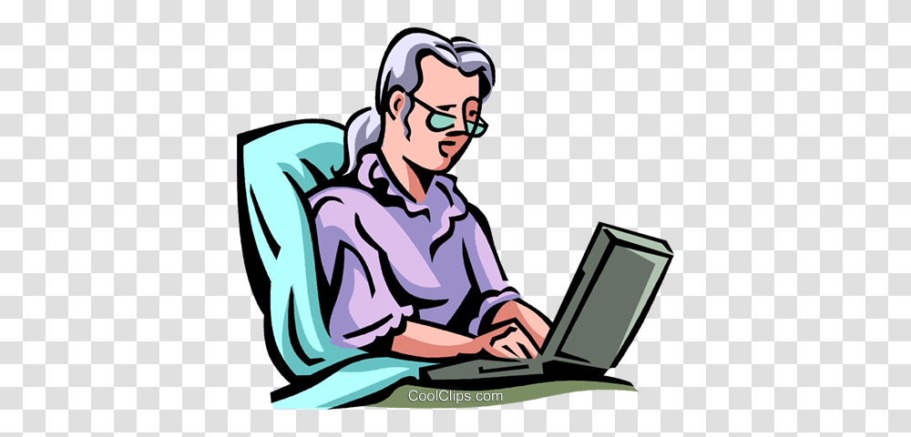 Woman Lying In Bed Working On Computer Royalty Free Vector Clip, Person, Human, Sitting Transparent Png