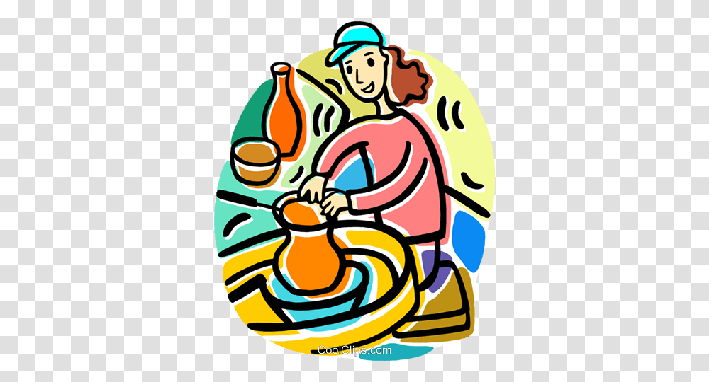Woman Making Pottery Royalty Free Vector Clip Art Illustration, Washing, Outdoors, Label Transparent Png