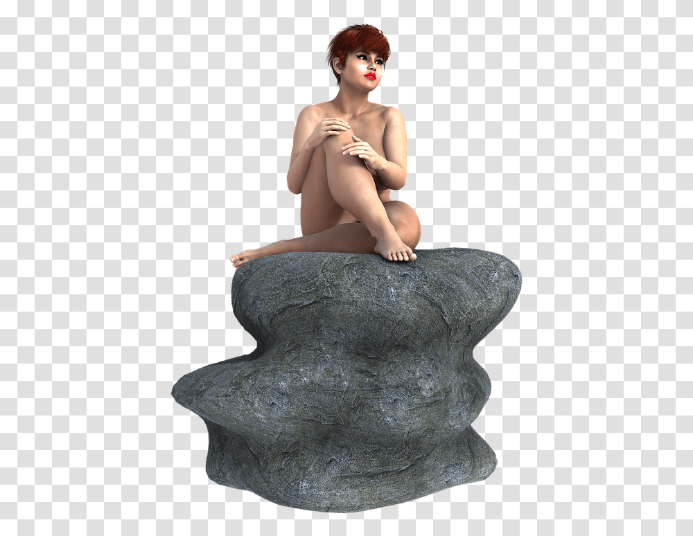 Woman Natural Rock Sitting Nature Girl Outdoor Sitting, Figurine, Person, Sculpture Transparent Png