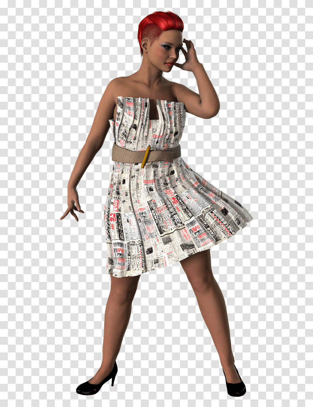 Woman Newspaper Paper Free Photo Girl, Skirt, Person, Dress Transparent Png