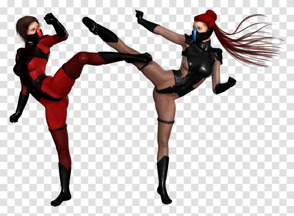 Woman Ninjas Fighting Pose Ninja Girls, Person, Human, Leisure Activities, Dance Pose Transparent Png