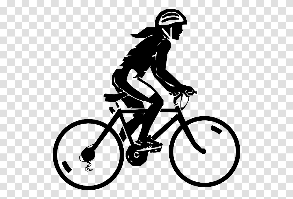 Woman On A Bike Clip Arts Biking Clipart Black And White, Bicycle, Vehicle, Transportation, Person Transparent Png