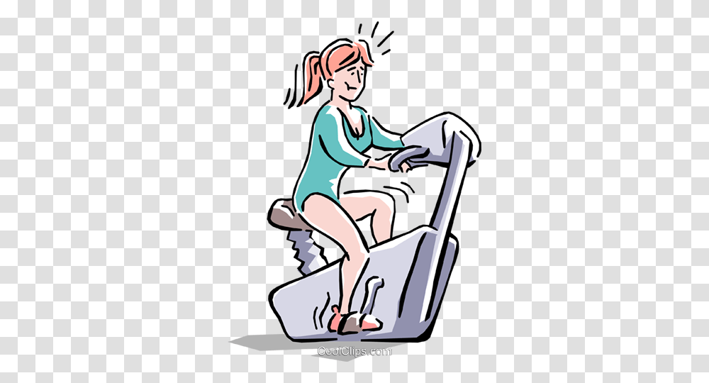 Woman On A Stationary Bike Royalty Free Vector Clip Art, Vehicle, Transportation, Comics, Book Transparent Png