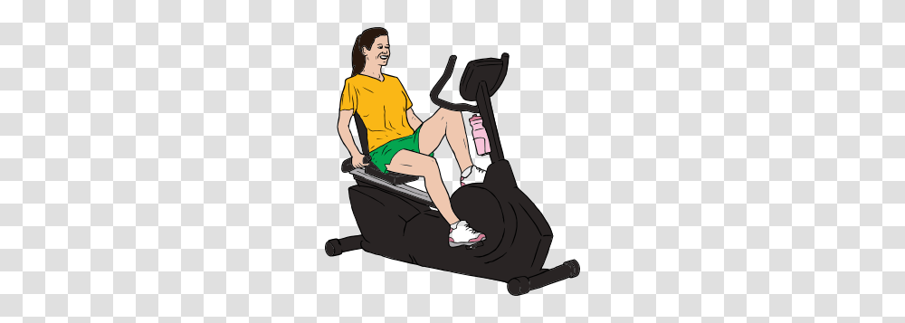 Woman On Exercise Bike Clip Art, Person, Human, Lawn Mower, Tool Transparent Png