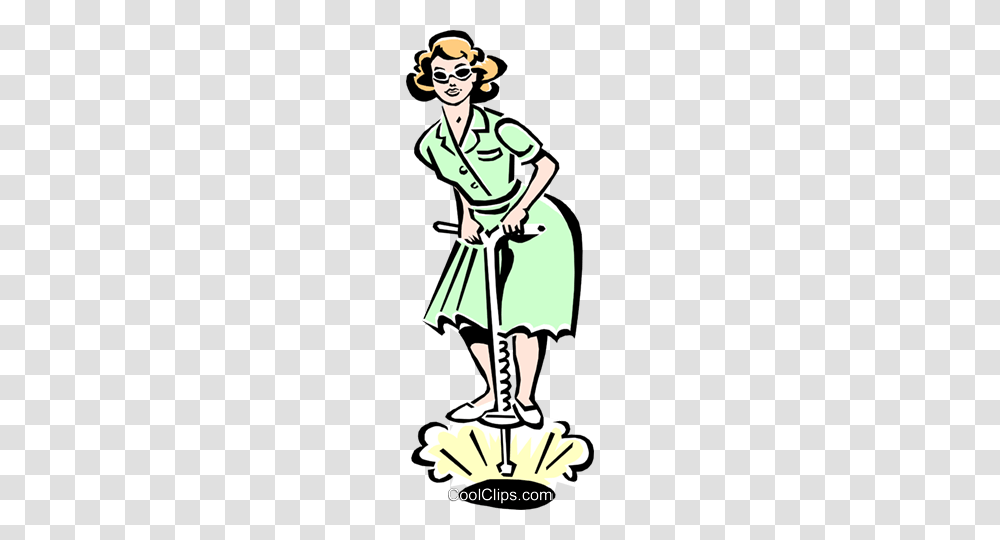 Woman On Pogo Stick Royalty Free Vector Clip Art Illustration, Person, Cleaning, Poster Transparent Png