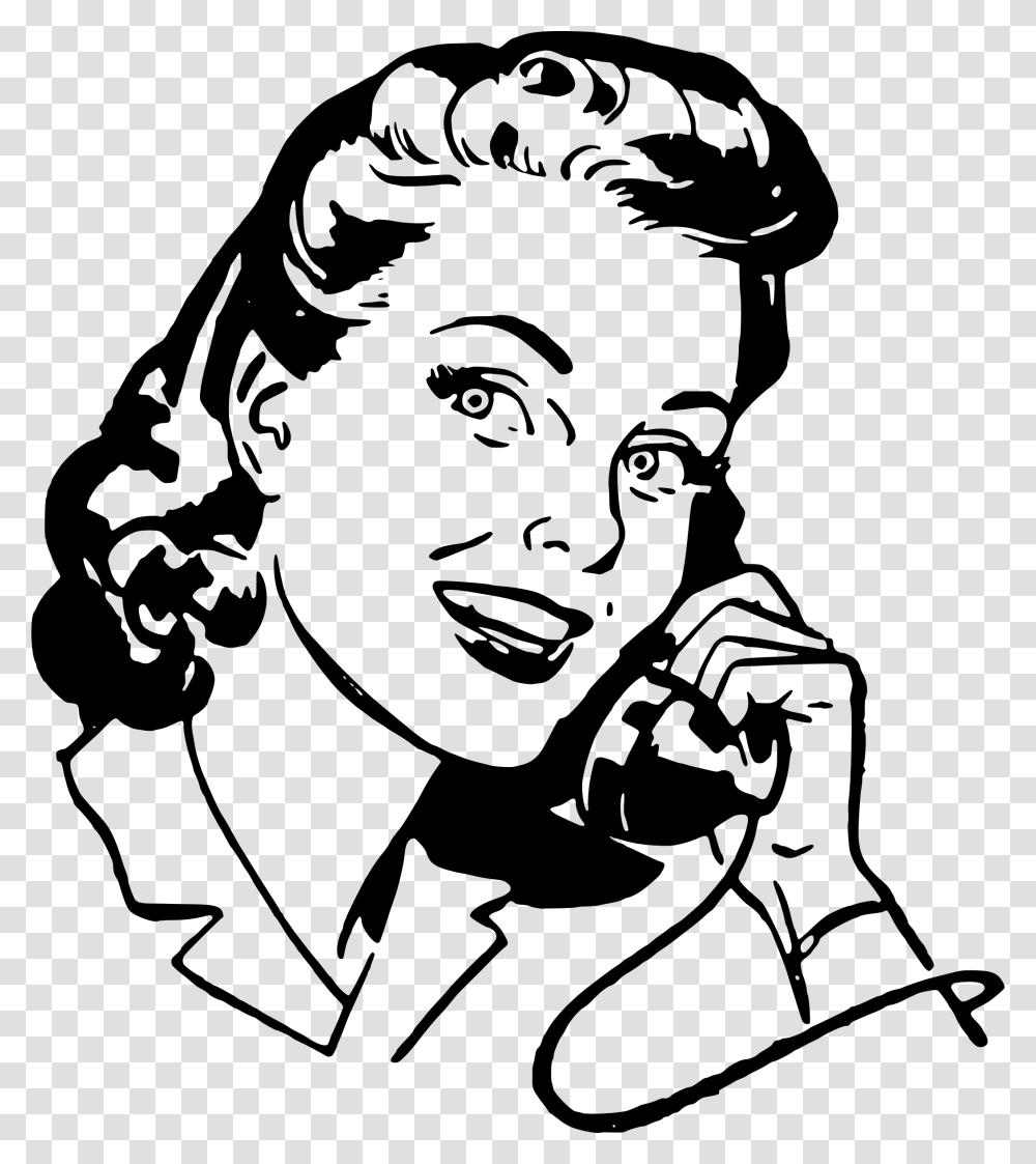 Woman On Telephone Clip Arts Retro Phone Clip Art, Gray, World Of Warcraft Transparent Png