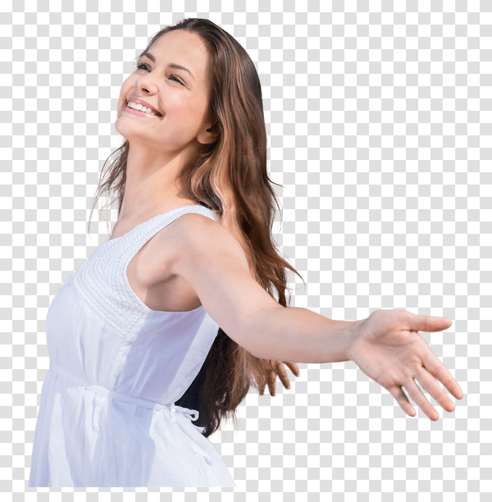 Woman Open Arms, Person, Female, Dress Transparent Png