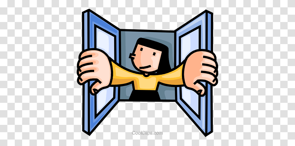 Woman Opening A Window Royalty Free Vector Clip Art Illustration, Hand, Face, Picture Window, Drawing Transparent Png