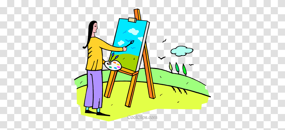 Woman Painting A Picture Royalty Free Vector Clip Art Illustration, Person, Canvas, Word, Drawing Transparent Png