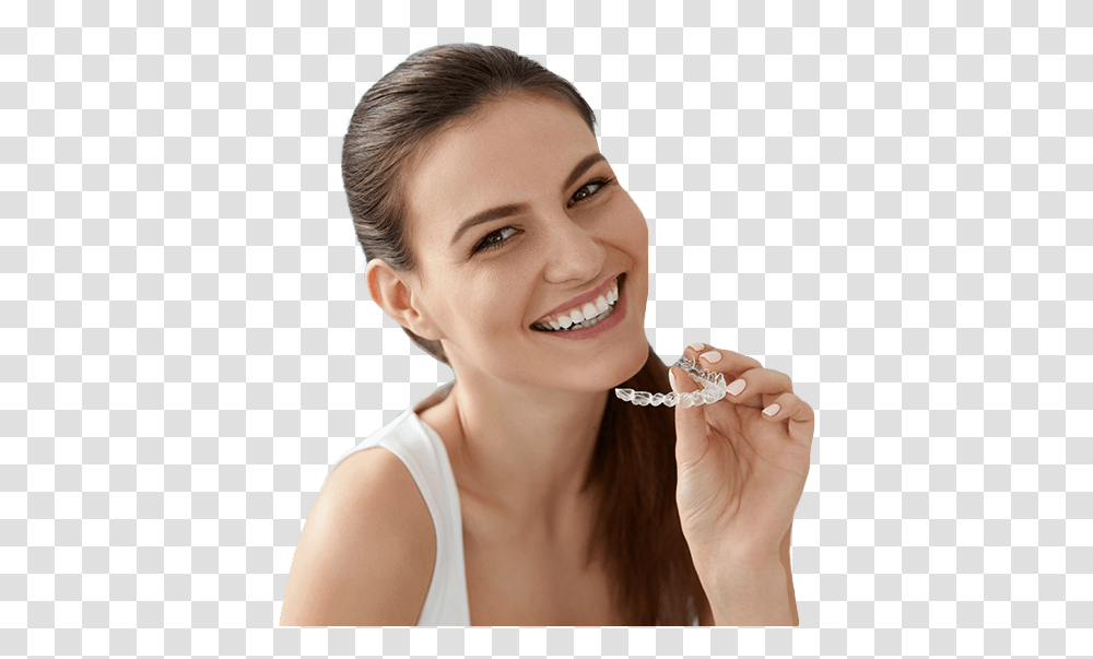 Woman Placing Invisalign Tray Invisalign Orthodontic Ad, Person, Human, Accessories, Accessory Transparent Png