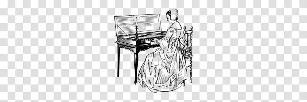 Woman Playing A Clavichord Clipart, Gray, World Of Warcraft Transparent Png