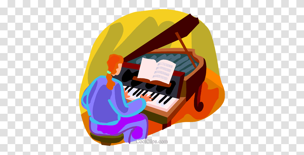 Woman Playing A Grand Piano Royalty Free Vector Clip Art, Leisure Activities, Musical Instrument, Musician, Performer Transparent Png