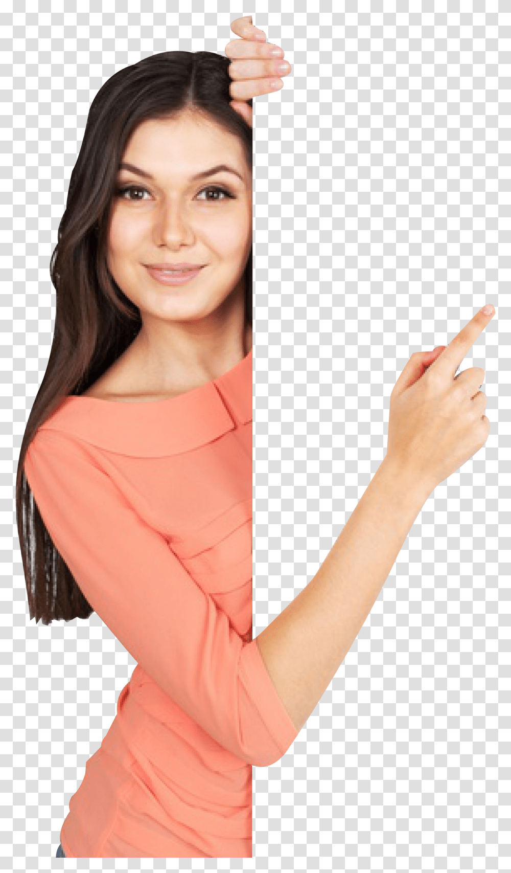 Woman Pointing Finger Download, Person, Face, Arm, Portrait Transparent Png