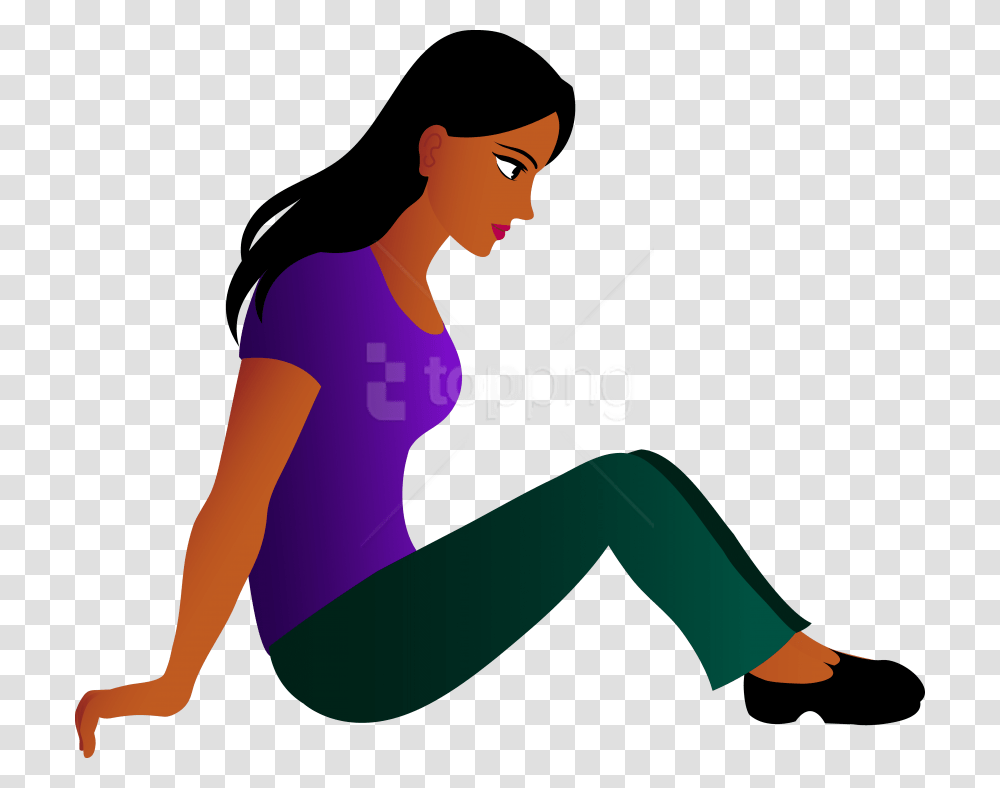 Woman Pointing Person Sitting Down Clipart, Human, Working Out, Sport, Exercise Transparent Png
