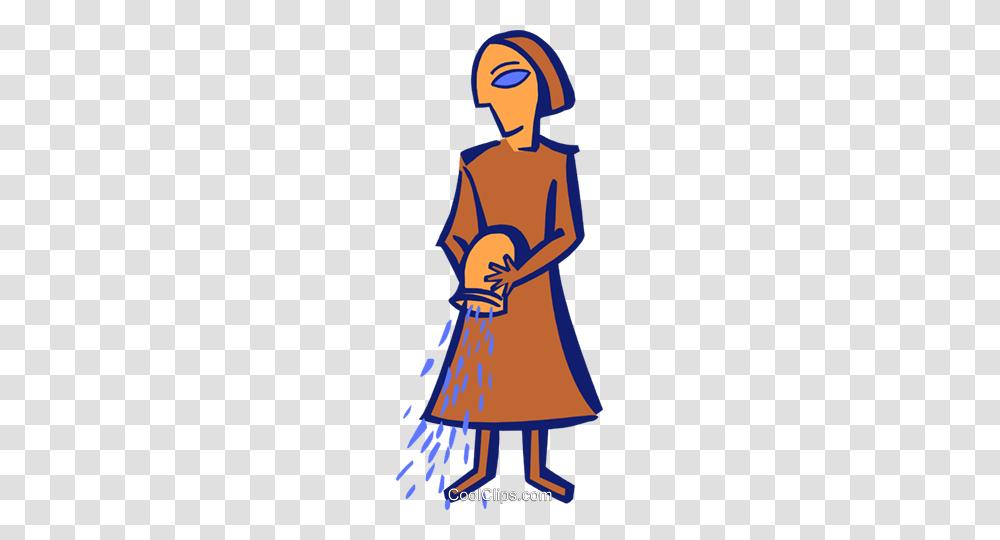 Woman Pouring Water Royalty Free Vector Clip Art Illustration, Poster, Costume, Logo Transparent Png