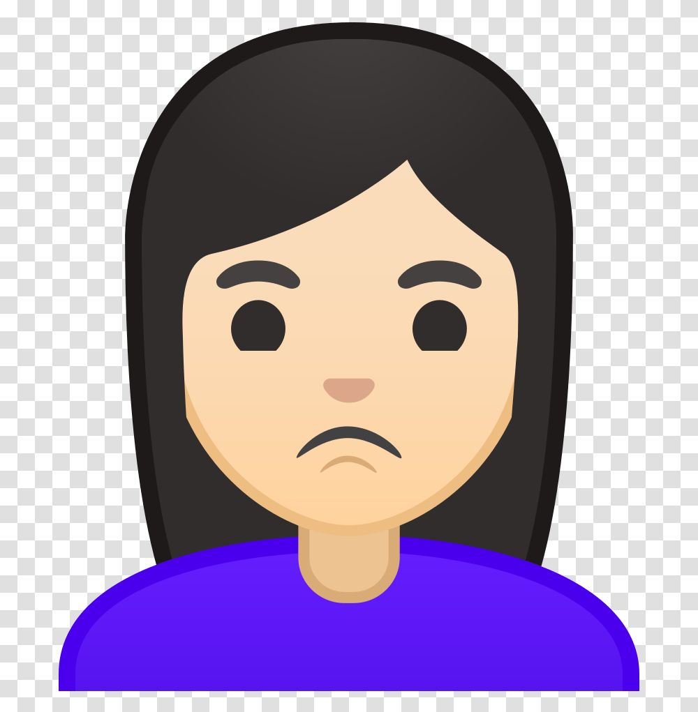 Woman Pouting Light Skin Tone Icon Noto Emoji People Ginger Emoji, Face, Head, Label, Text Transparent Png