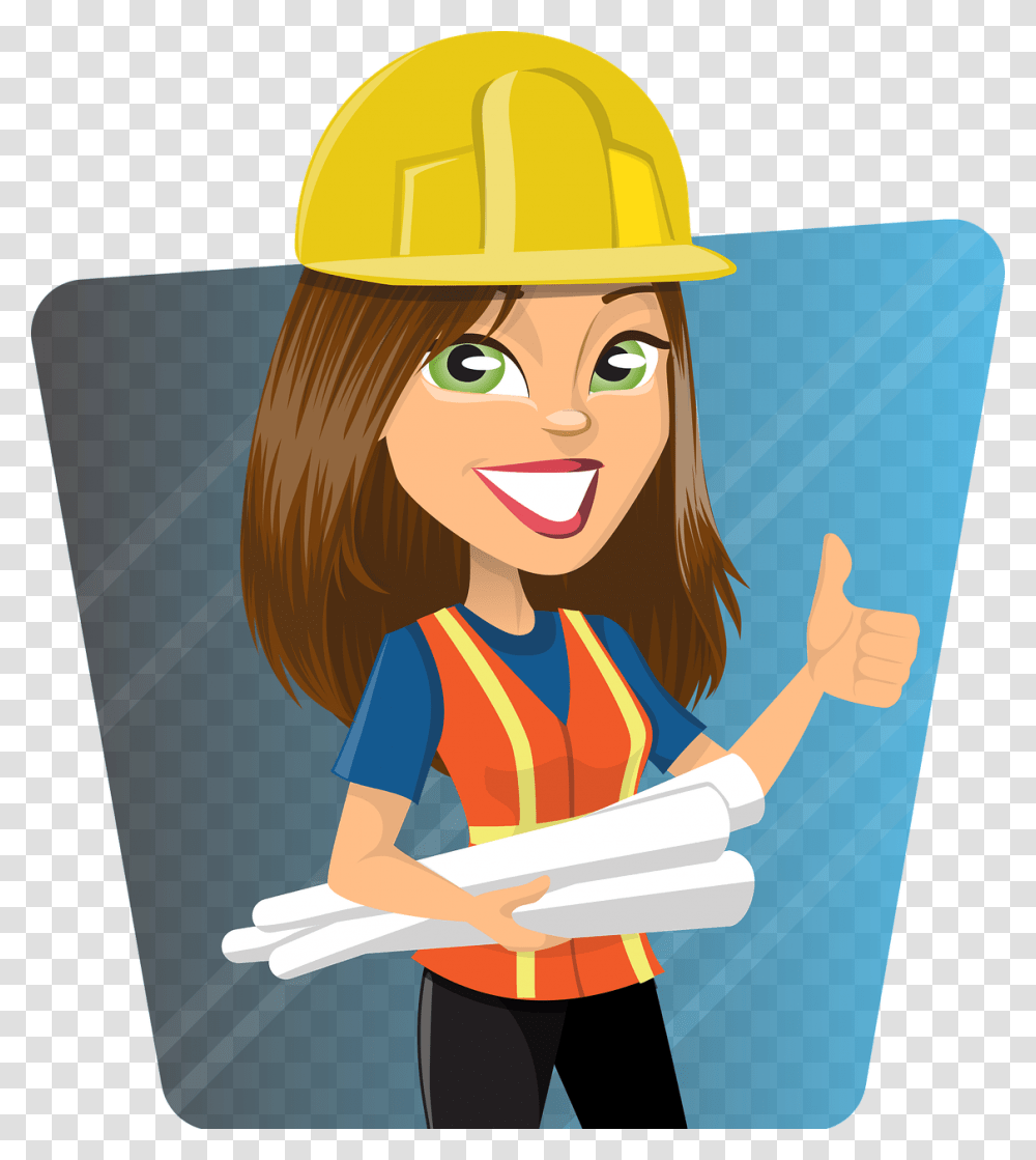 Woman Project Manager Cartoon, Person, Hardhat, Helmet, Female Transparent Png