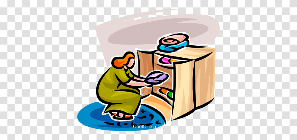 Woman Putting Away Laundry Royalty Free Vector Clip Art, Cardboard, Box, Carton, Package Delivery Transparent Png