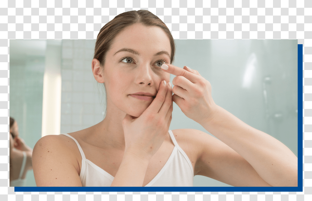 Woman Putting Contacts In Contact Lens, Person, Human, Finger, Face Transparent Png