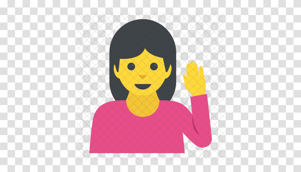 Woman Raising Hand Icon Illustration, Face, Toy, Plant, Art Transparent Png