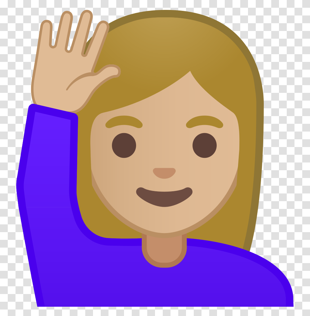 Woman Raising Hand Medium Light Skin Tone Icon Woman Raise Hand Icon, Food, First Aid, Face, Cushion Transparent Png
