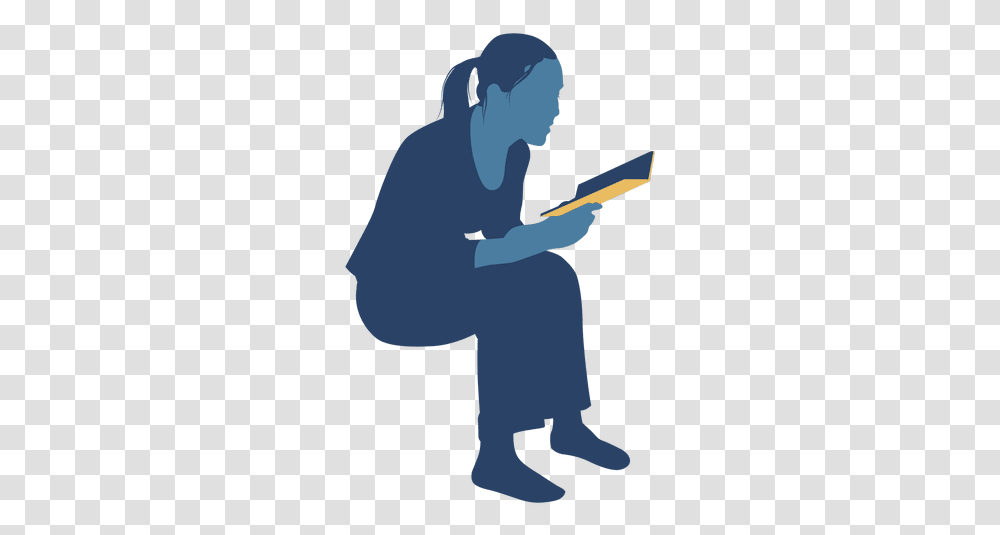 Woman Reading Book Sitting Silhouette Reading Woman Silhouette Books, Teacher, Kneeling, Prayer, Worship Transparent Png