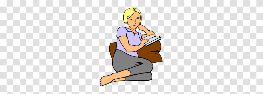 Woman Reading Clip Art, Person, Human, Sitting, Kneeling Transparent Png