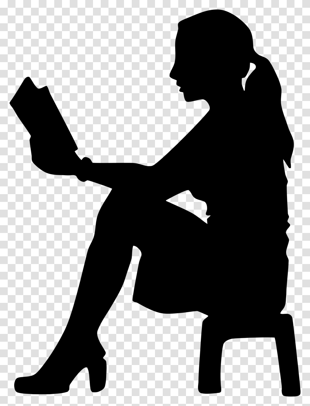 Woman Reading Silhouette, Gray, World Of Warcraft Transparent Png