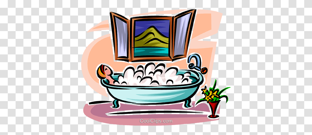 Woman Relaxing In A Bubble Bath Royalty Free Vector Clip Art, Drawing, Washing, Meal, Tub Transparent Png