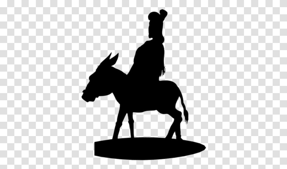 Woman Riding Donkey Black And White Stallion, Silhouette, Stencil, Horse, Mammal Transparent Png
