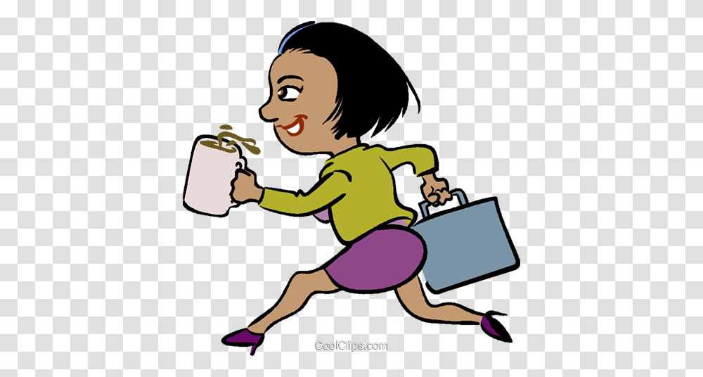 Woman Running Late For Meeting Royalty Free Vector Clip Art, Drinking, Beverage, Can, Bucket Transparent Png