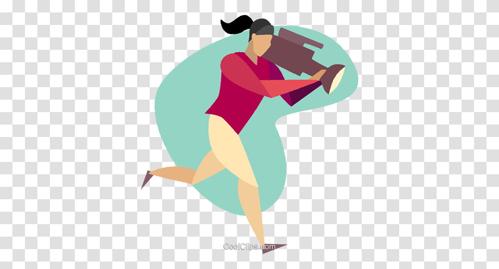 Woman Running With A News Camera Royalty Free Vector Clip Art, Leisure Activities, Dance Pose, Outdoors Transparent Png