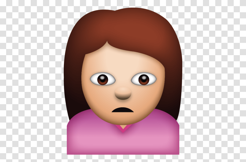 Woman Sad Face Emoji, Doll, Toy, Head, Person Transparent Png