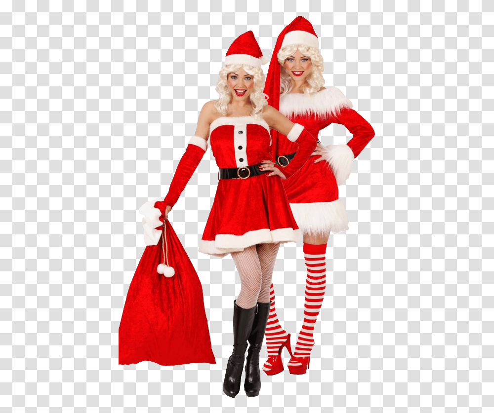 Woman Santa Claus, Costume, Person, Human, Performer Transparent Png