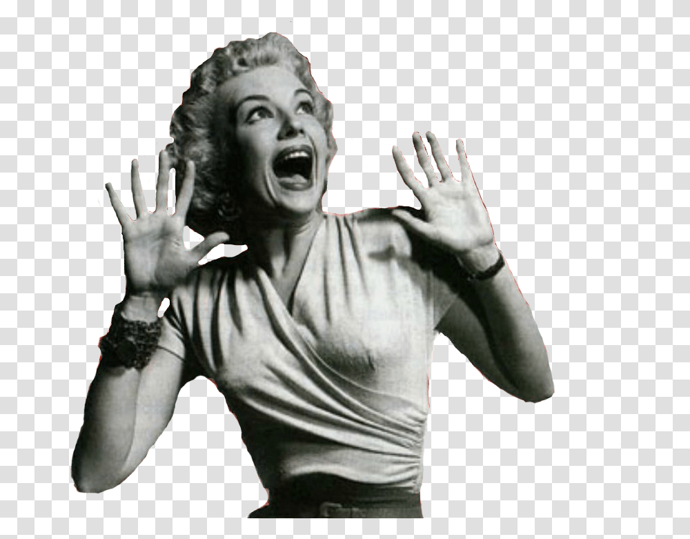 Woman Scream Horror Classic Movie Woman Screaming Horror Movie, Person, Hand, Finger, Face Transparent Png
