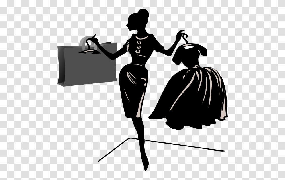 Woman Shopping Black And White, Silhouette, Person, Stencil, Performer Transparent Png