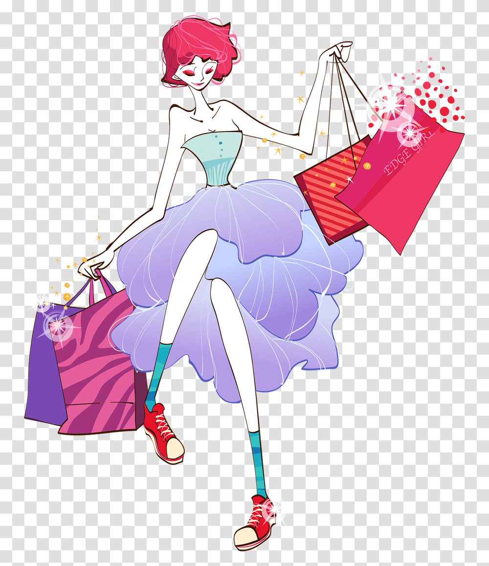Woman Shopping Cartoon Illustration Shopping Woman Logo Cartoons, Person, Dance, Performer Transparent Png