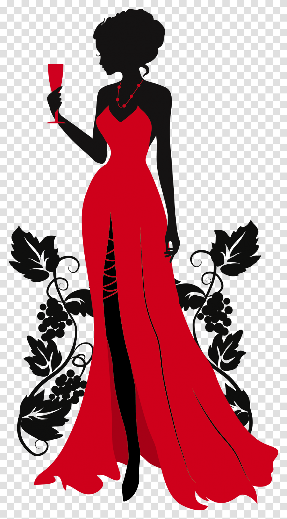 Woman Silhouette Wearing Red Dress, Dance Pose, Leisure Activities, Performer, Person Transparent Png