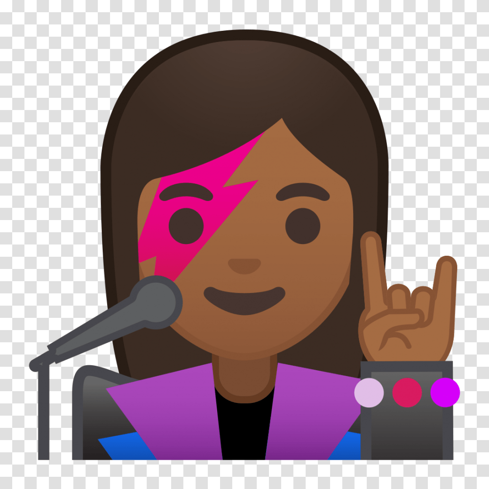 Woman Singer Medium Dark Skin Tone Icon Noto Emoji People, Audience, Crowd, Face, Head Transparent Png