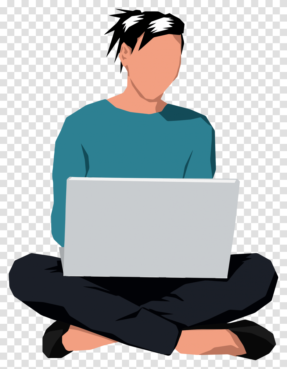 Woman Sitting Down With Cartoon Sitting Down At A Computer, Person, Human, Sleeve Transparent Png