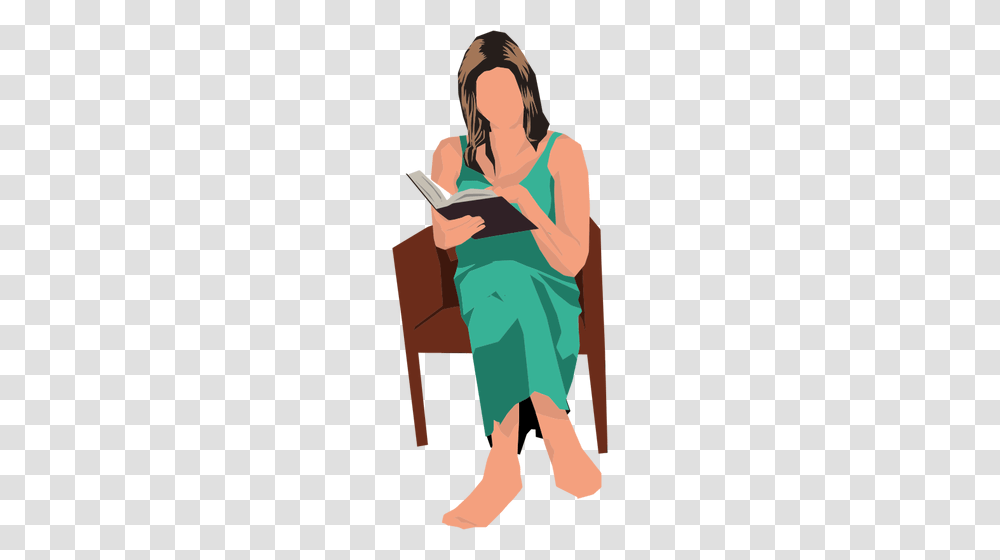 Woman Sitting In Chair And Reading, Person, Dress, Book Transparent Png