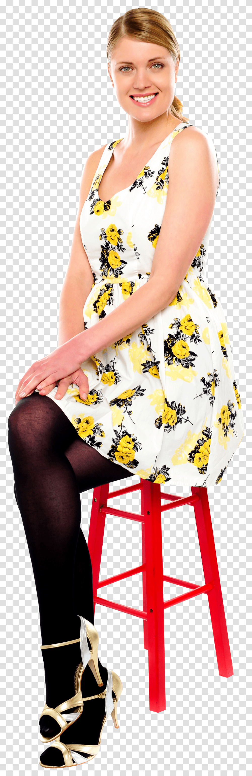 Woman Sitting On Stool Transparent Png