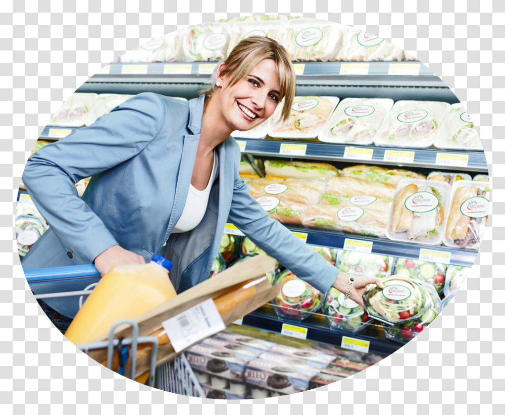 Woman Smiling While Shopping Girl, Supermarket, Grocery Store, Person, Human Transparent Png